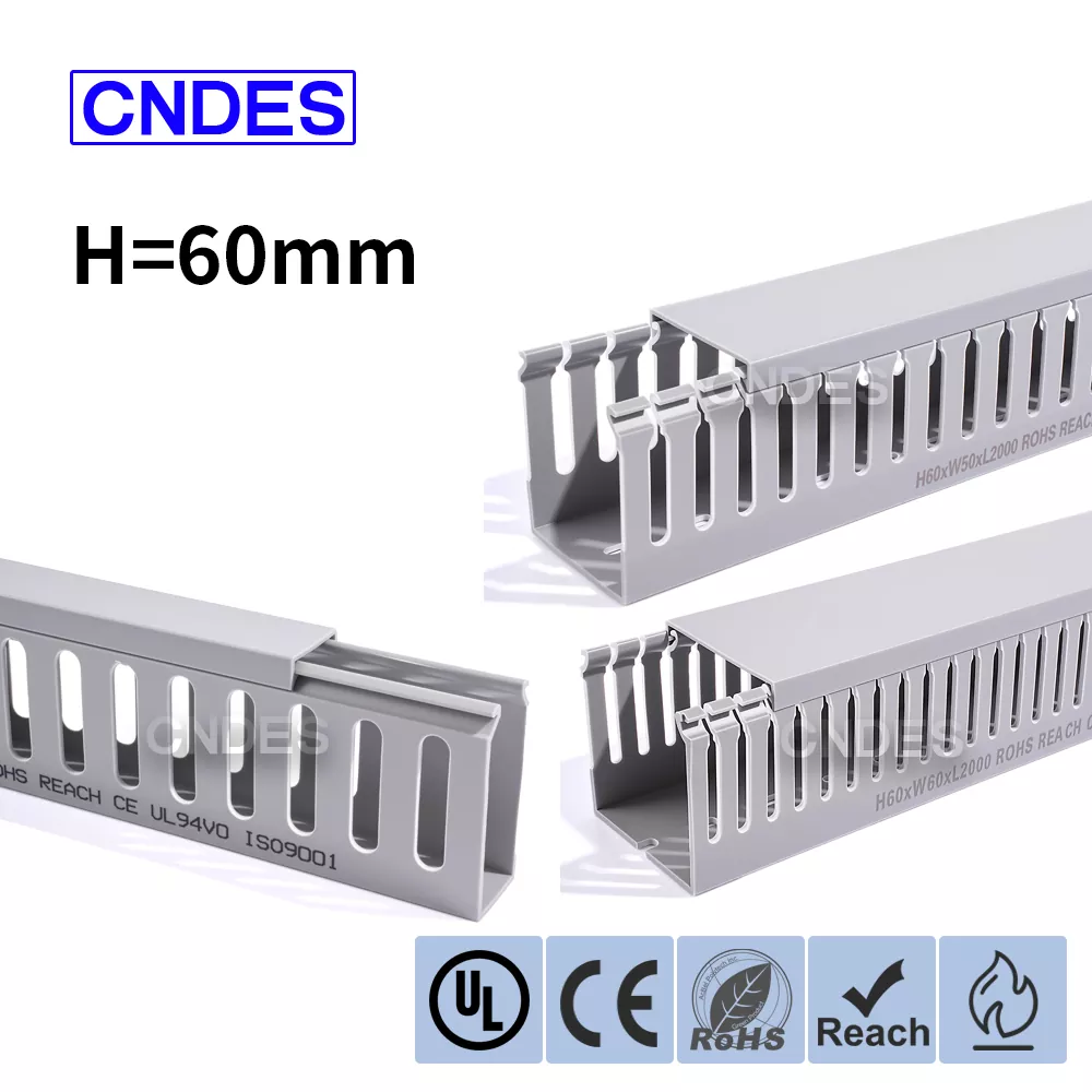 Višina 60 mm, sivi PVC kanal za ožičenje z režami